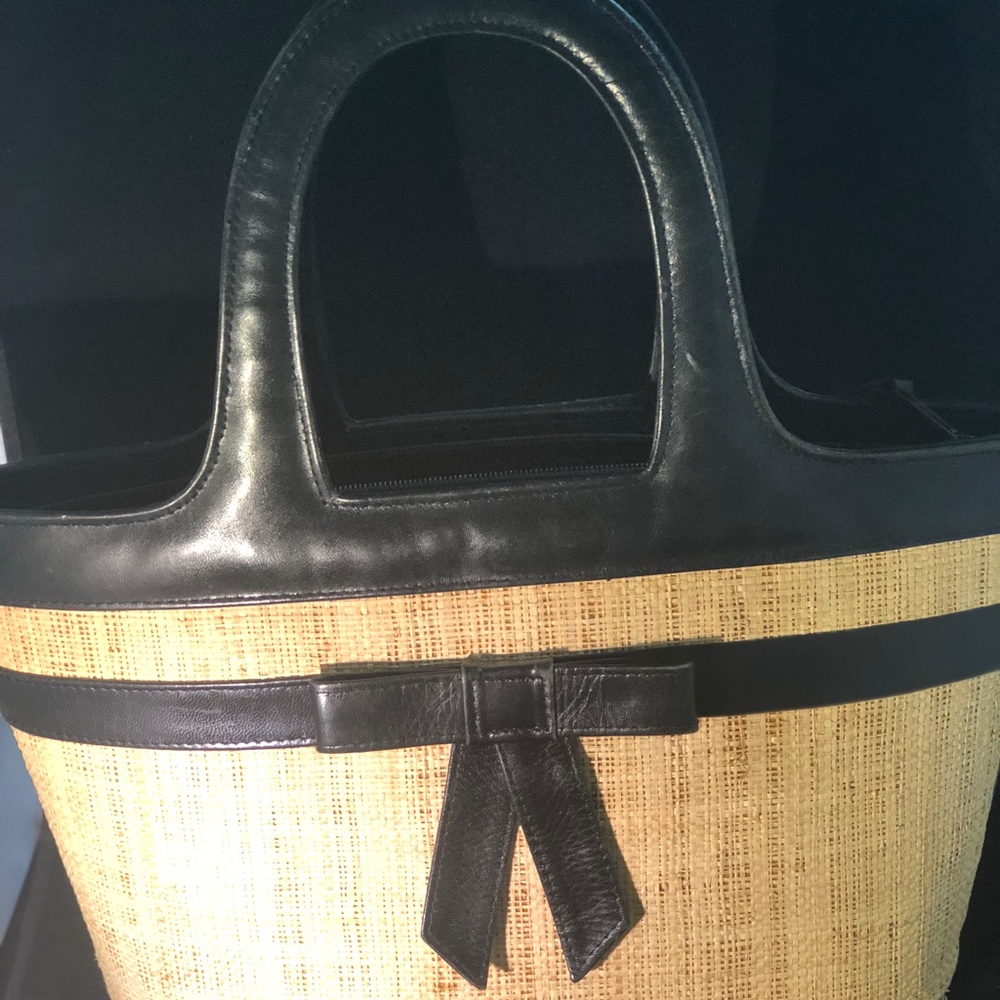 Isabella Fiore Straw Bag with Leather Trim